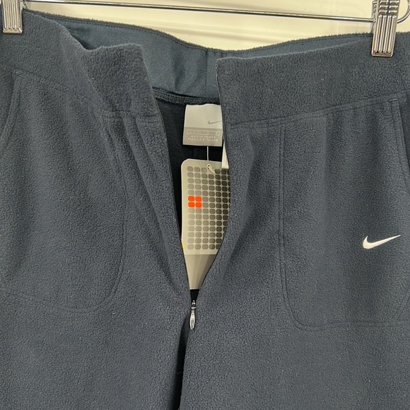 Nike Pants Womens Large Blue Fleece Track Front Zip Vintage‎ Y2K Satin Stripe - Picture 3 of 14